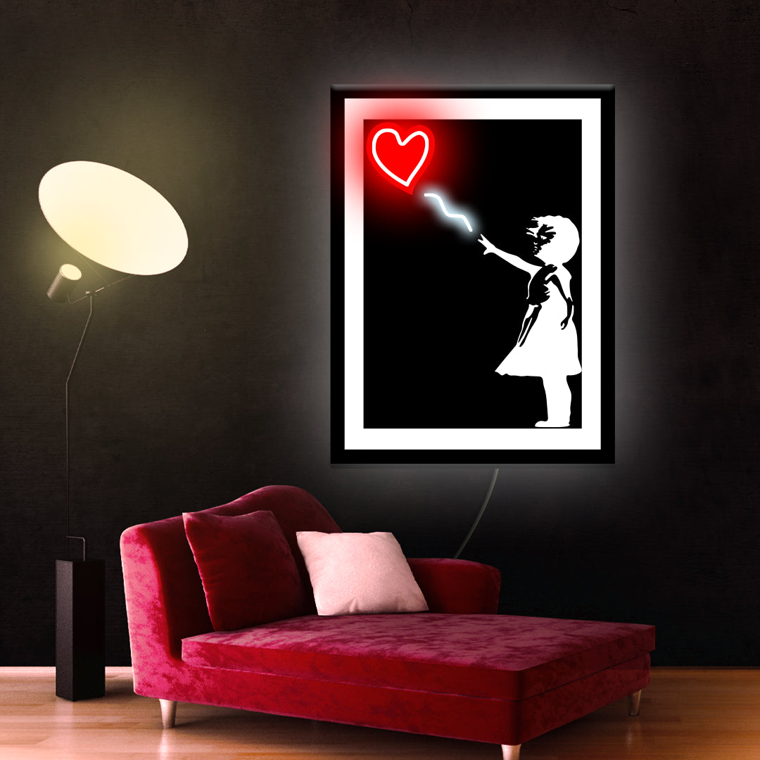 Quadro in Forex Bimba con Palloncino a LED