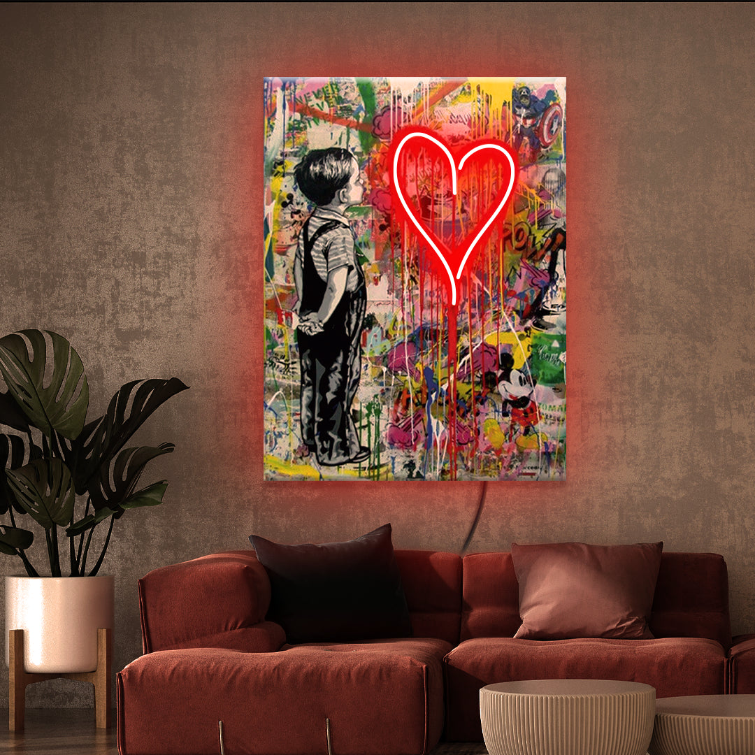 Quadro in Forex bimbo con palloncino a LED