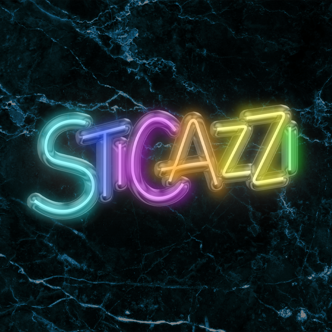 Scritta a LED "Stica**i" 60x23 cm