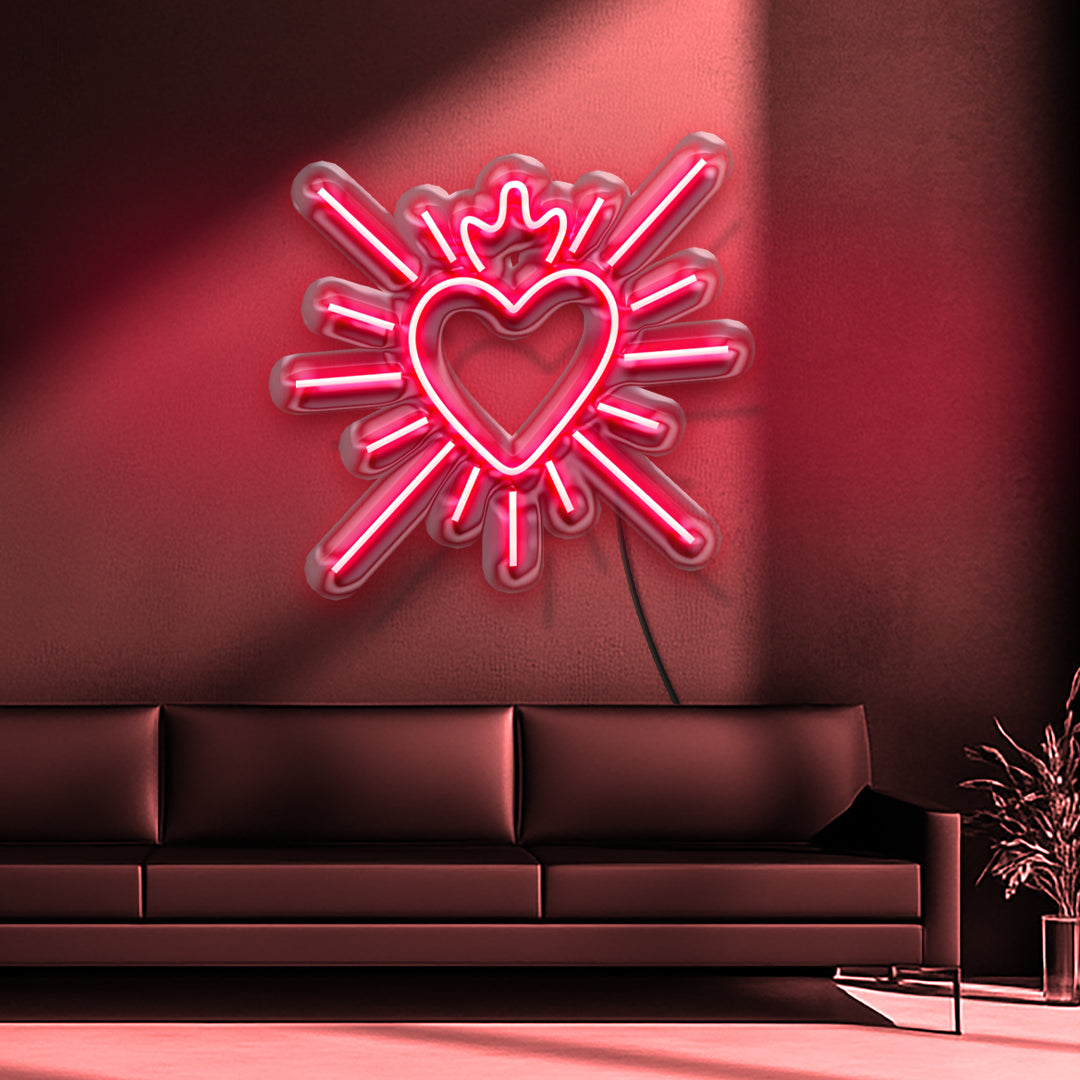 Scritta a LED "Cuore Sacro" 40x37 cm