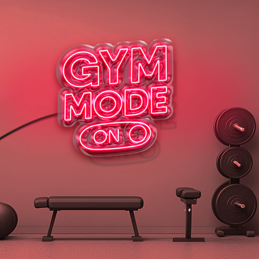 Scritta a LED "GYM MODE ON" 60x58 cm
